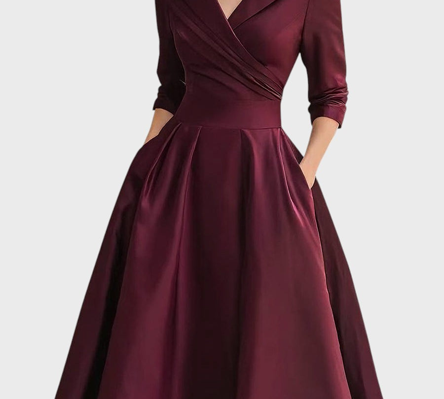 Tereza | Elegáns Midi Ruha Hosszú Ujjakkal