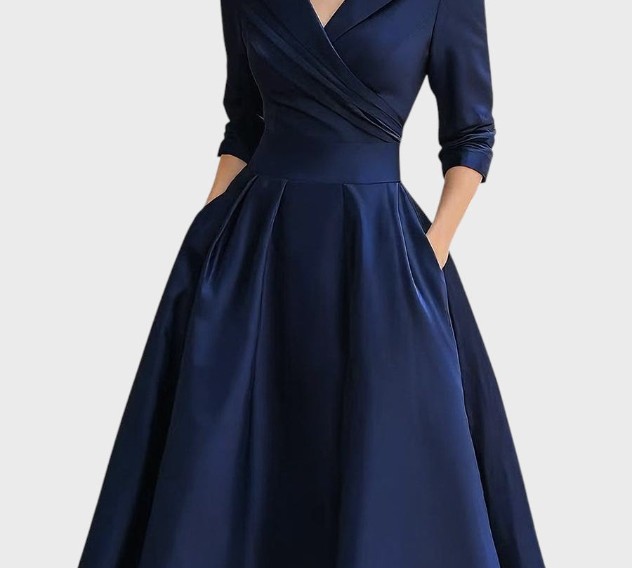 Tereza | Elegáns Midi Ruha Hosszú Ujjakkal