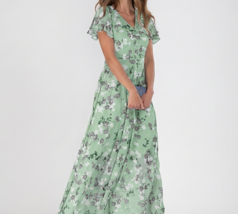 Noemie | Virágos Chiffon Maxi Ruha