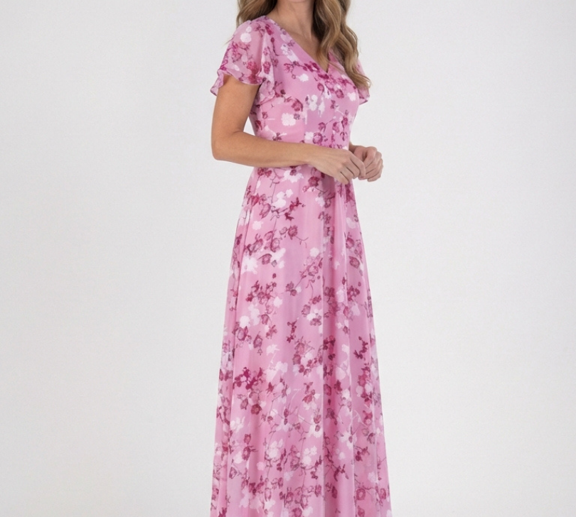 Noemie | Virágos Chiffon Maxi Ruha