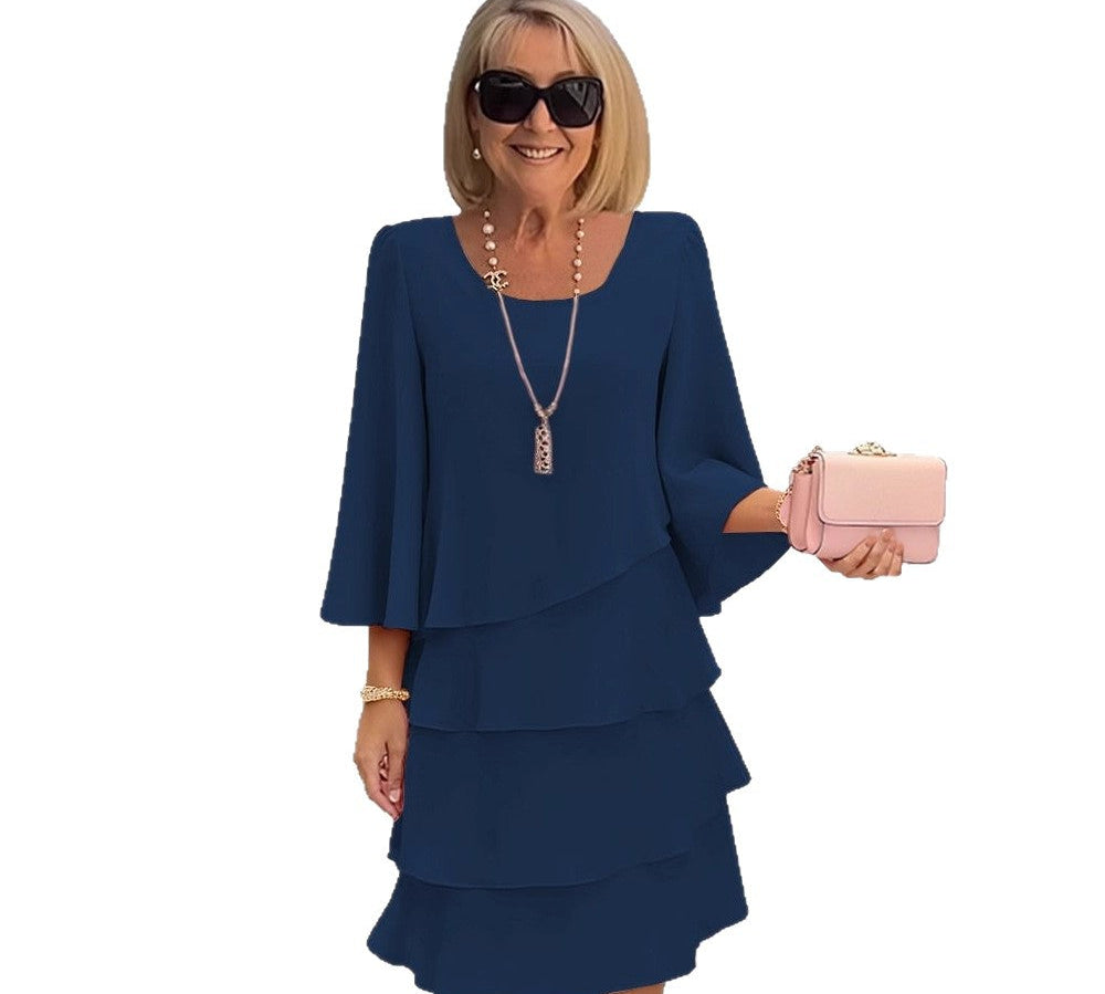 Mária – Elegáns midi ruha fodrokkal