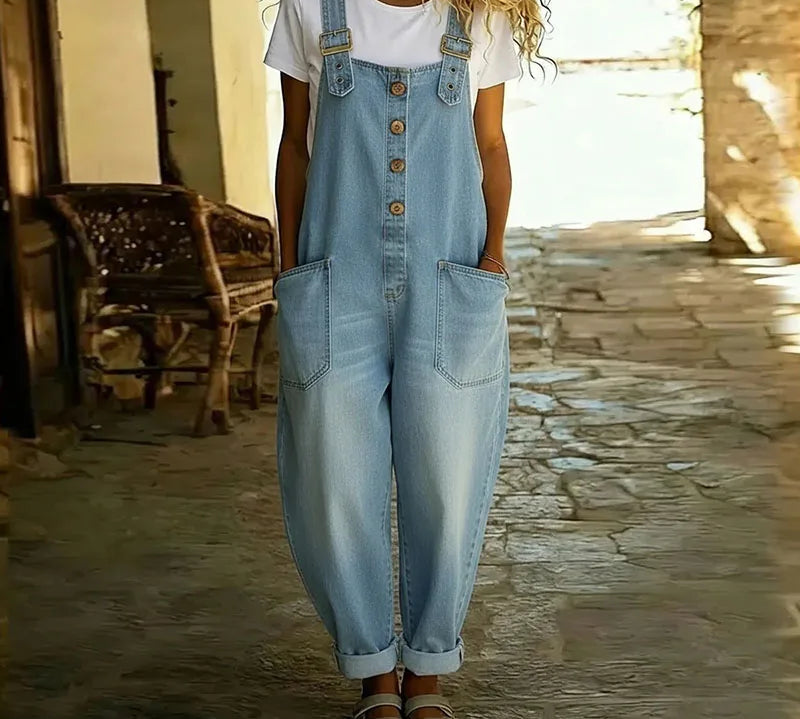 Maja | Vintage pamut farmer overall állítható pántokkal