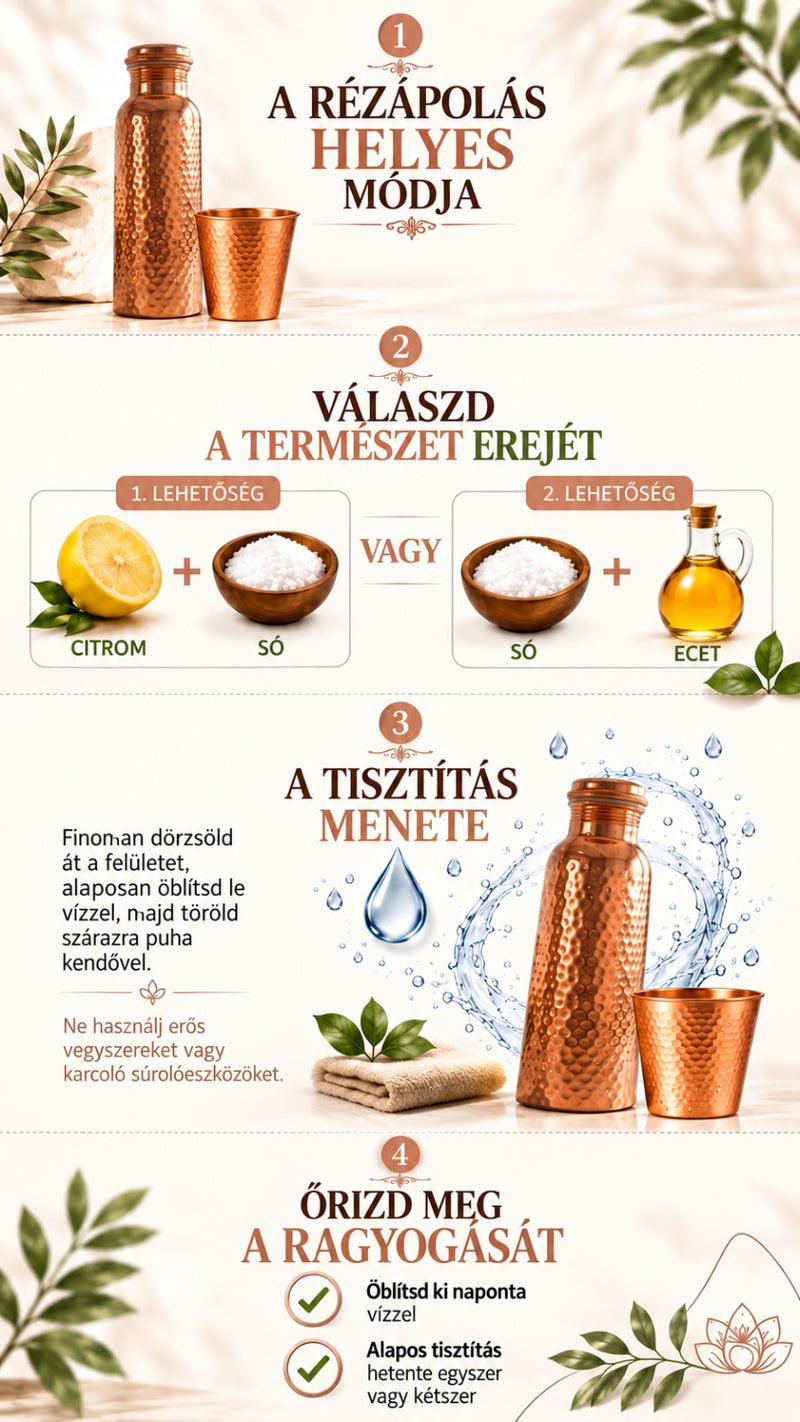 A Szeléné Világa réz edények tisztításának lépései