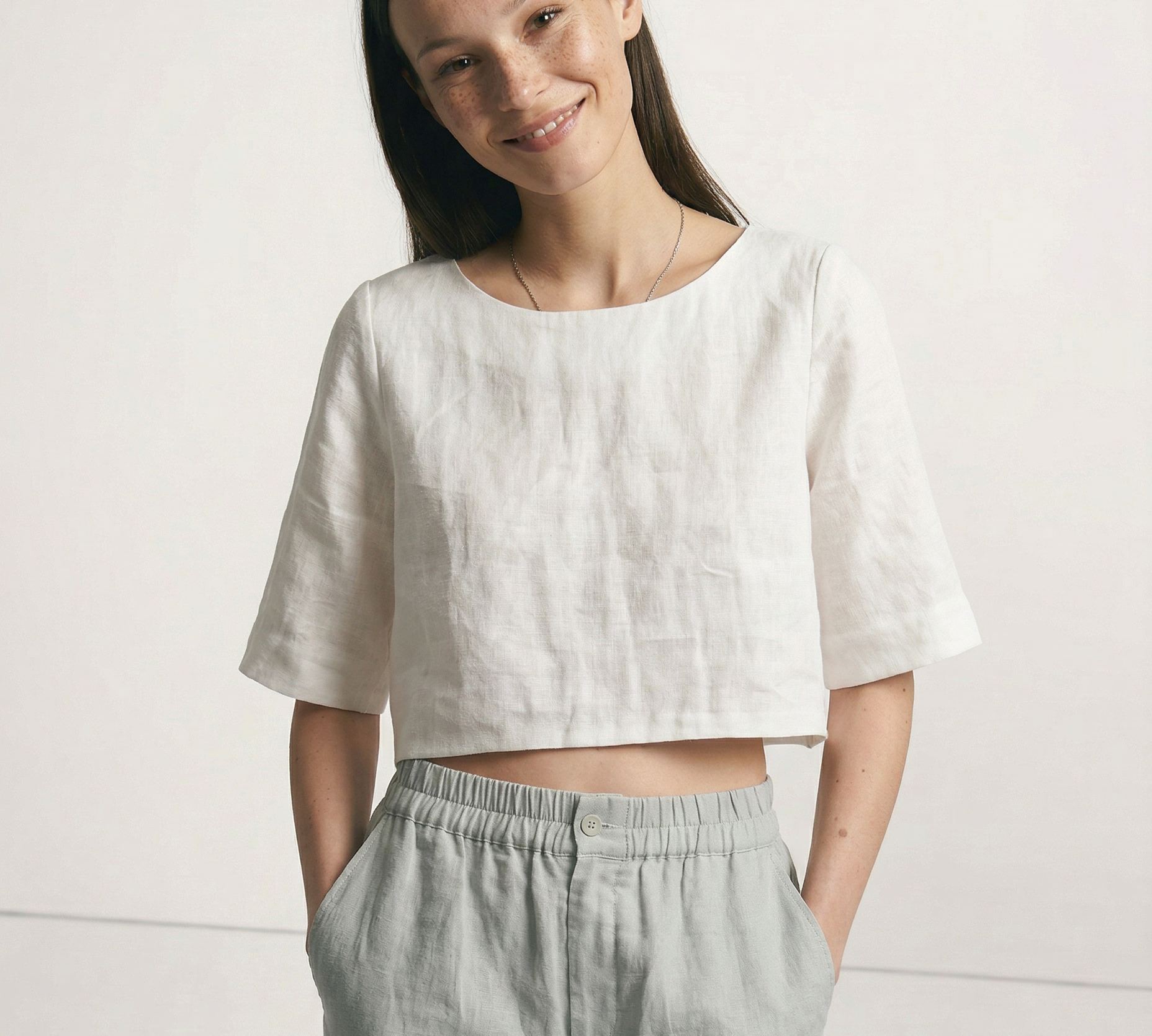 Boxy Vászon Crop Top