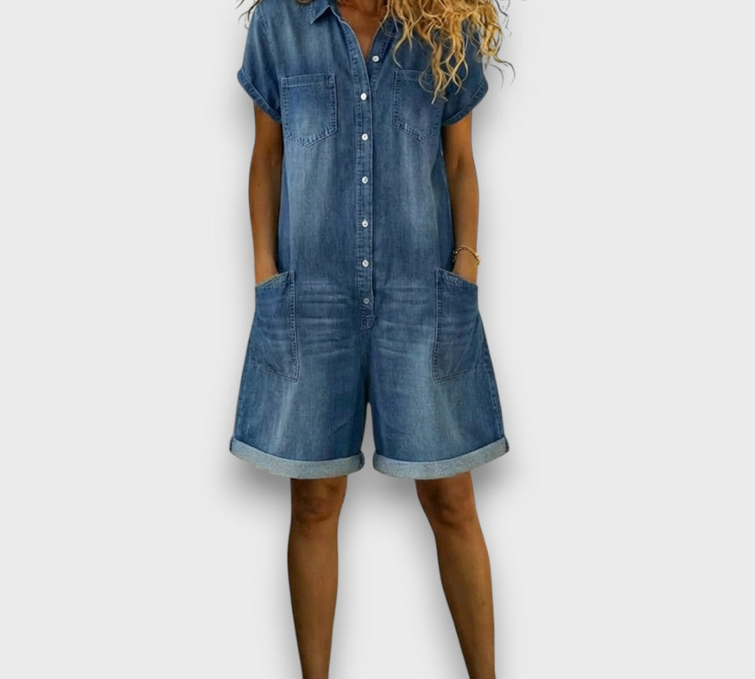 Janka | Vintage rövid overál denim megjelenéssel