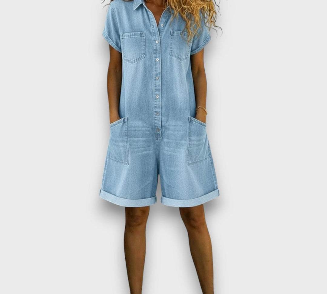 Janka | Vintage rövid overál denim megjelenéssel