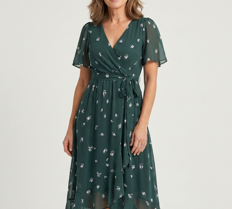 Chloe| Absztrakt Mintás Midi Ruha